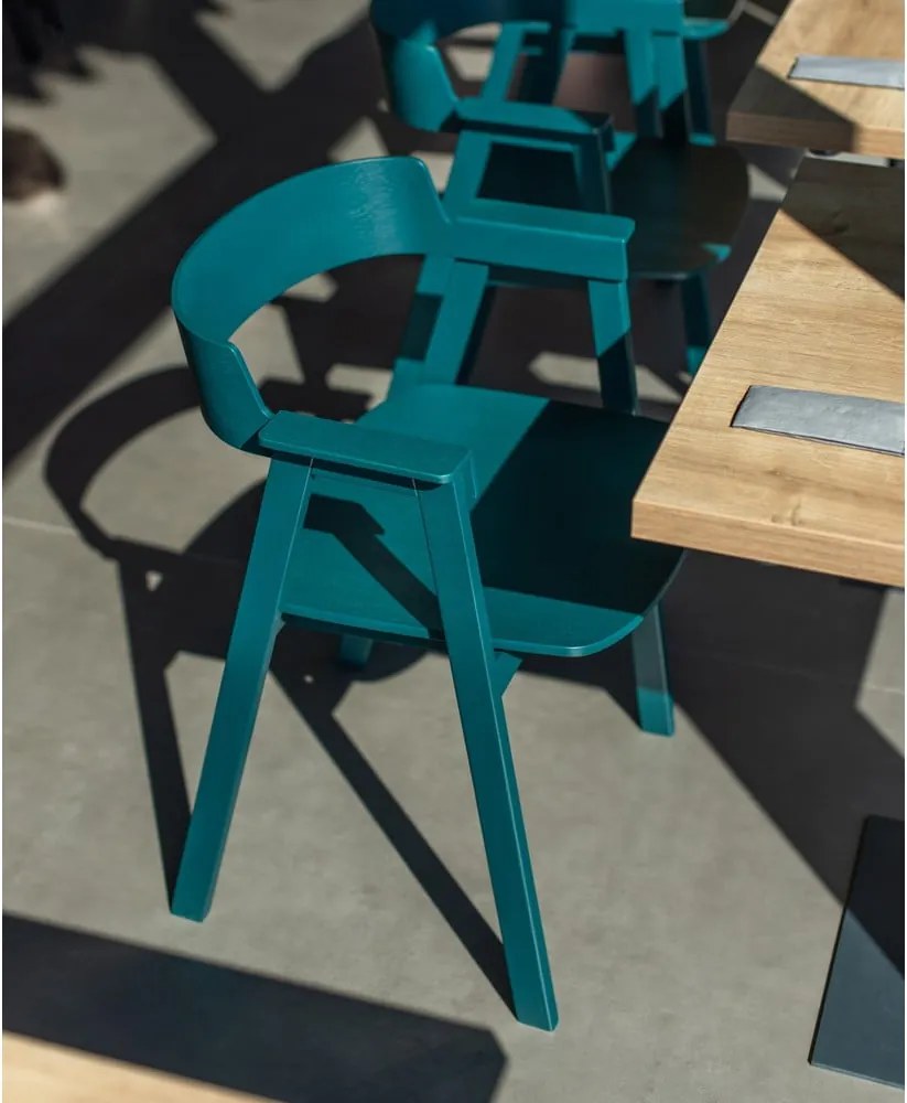 Jedálenská stolička s podrúčkami z dubového dreva v petrolejovej farbe Flip – Gazzda