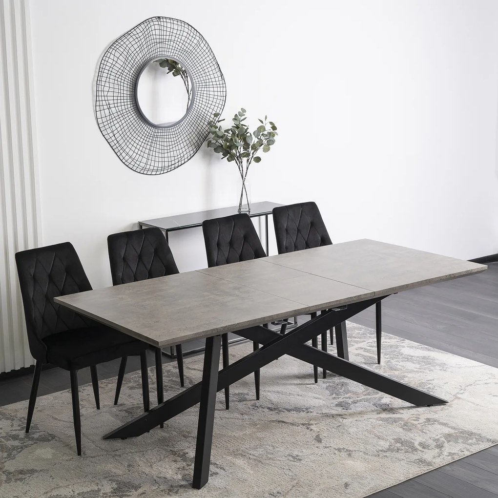JAKS Rozkladací stôl Hamilton 160-200 cm sivý betón