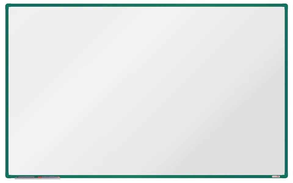 Biela magnetická popisovacia tabuľa boardOK, 2000 x 1200 mm, zelený rám