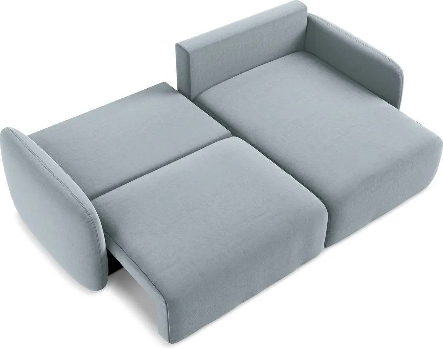 Modrá zamatová rozkladacia/s úložným priestorom rohová pohovka (pravý roh/s leňoškou) Kalena – Makamii