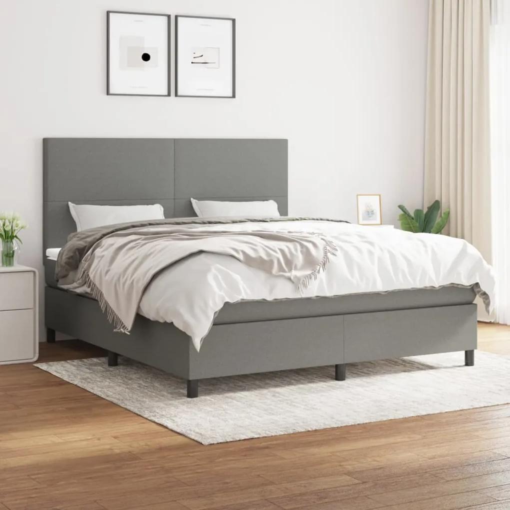 Boxspring posteľ s matracom tmavosivá 180x200 cm látka 3141634