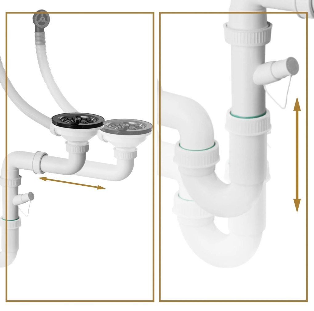 Gamma Gamma, 1-komorový manuálny sifón pre granitové drezy, grafitová, GMA-1M11BK