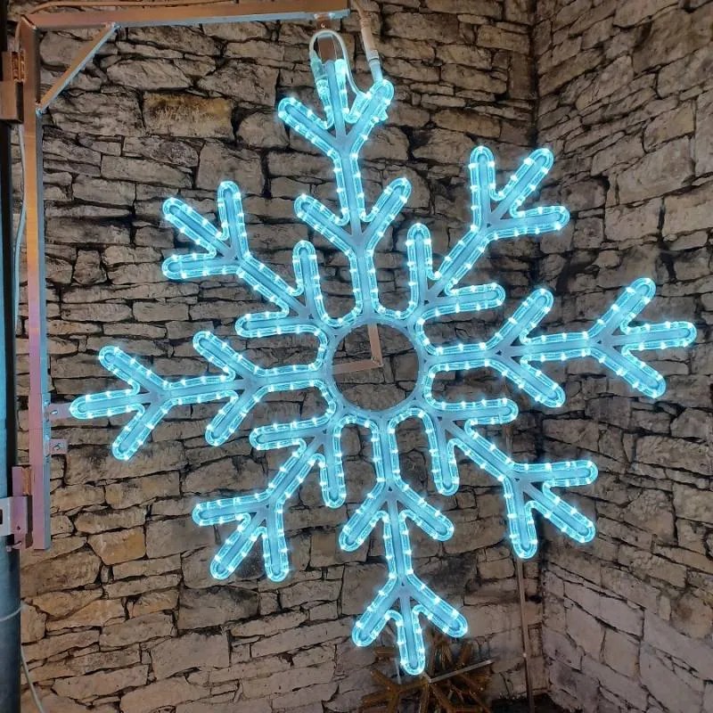 DECOLED LED svetelná snehová vločka X, sada tyčí VO 3D tlač, priemer 102 cm, ľadovo biela