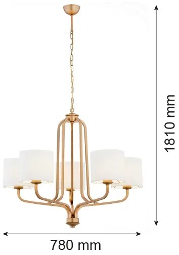 Argon 2172 - Luster na reťazi MARANELLO 5xE27/15W/230V