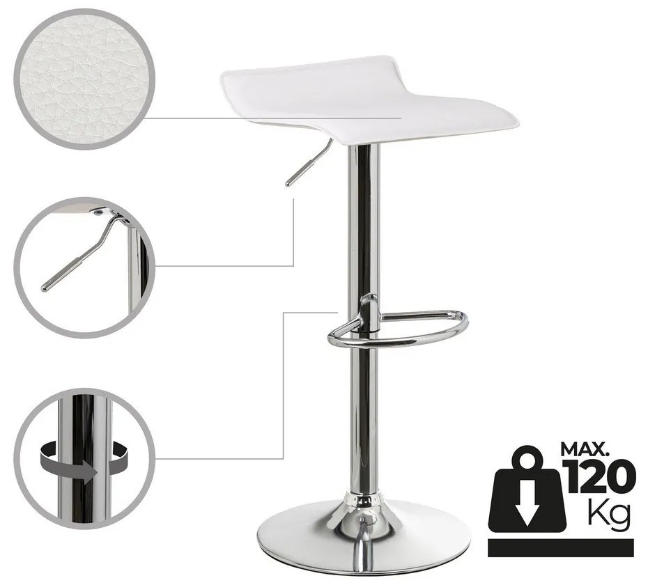 Biele čalúnené barové stoličky v súprave s nastaviteľnou výškou 2 ks (výška sedadla 63 cm) – Casa Selección
