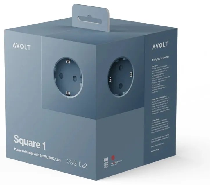 AVOLT Magnetická dobíjacia kocka Square 1 / USB-C Shark Blue