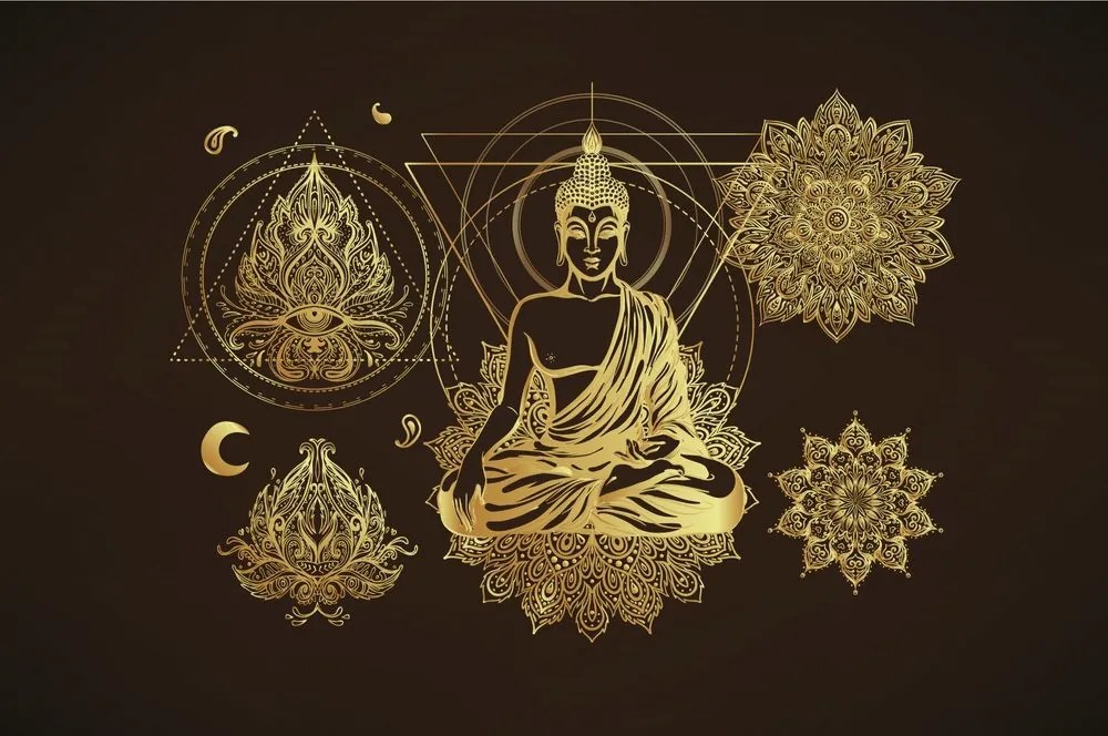 Tapeta zlatý Budha - 225x270