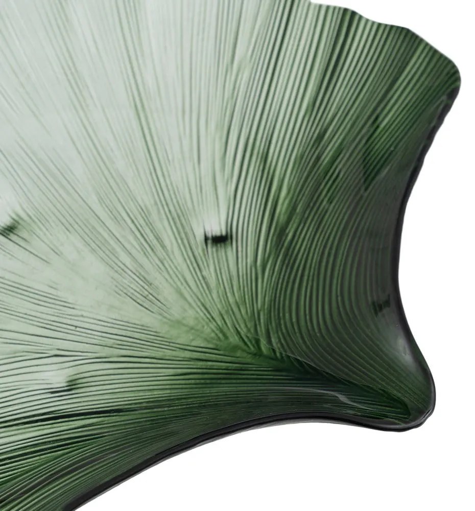 Sklenená dekoratívna tácka 31x33 cm Gingko – Ixia