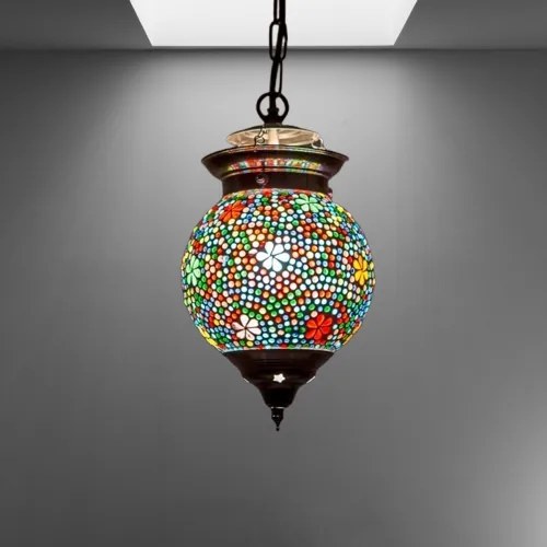 Moderná orient závesná lampa Globe mozaika KVETY Ø15