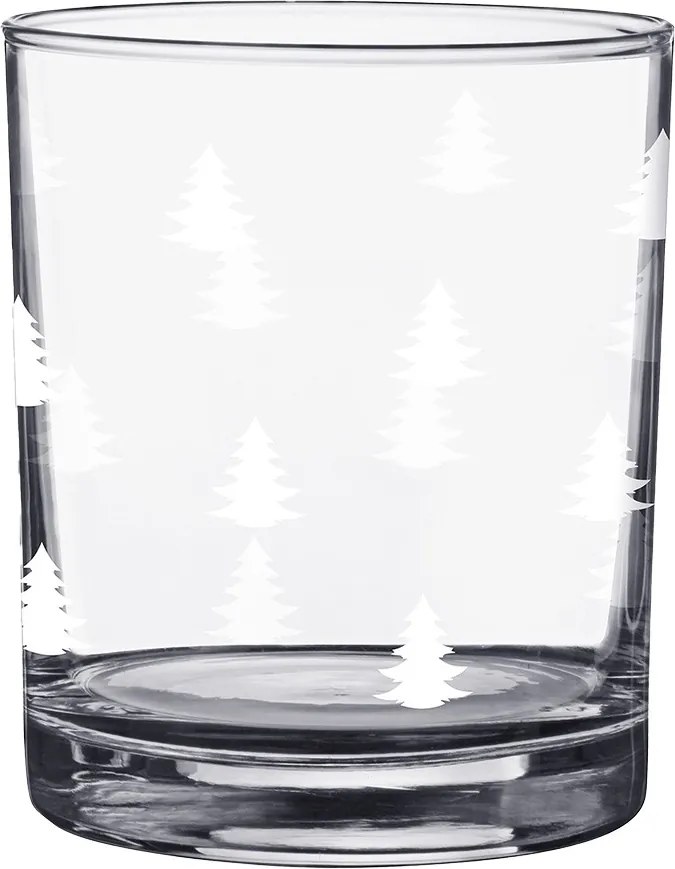 Pohárik na pitie s bielymi stromčekmi Black&White X-Mas - Ø 7*9 cm / 230 ml