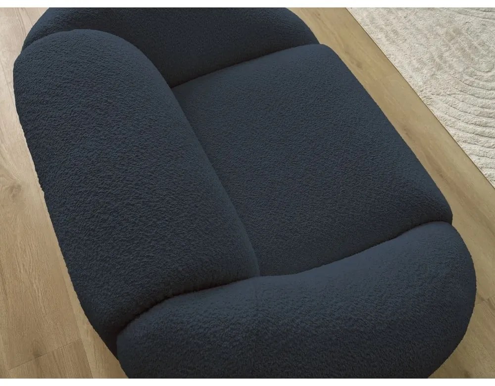 Tmavomodré kreslo z textílie bouclé Tina – Bobochic Paris