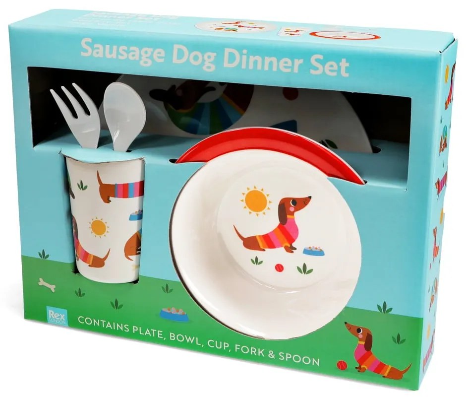 Detská jedálenská súprava 5 ks Sunny Sausage Dog – Rex London