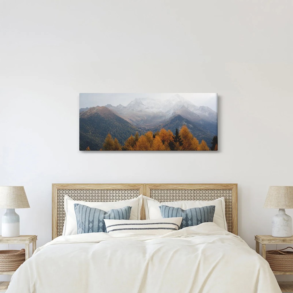 Obraz - Výhľad na hrebene hôr (120x50 cm)