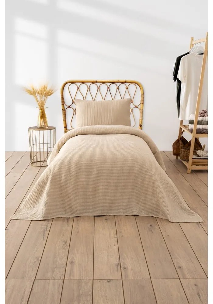 Béžový pléd 160x220 cm Waffle – Mijolnir