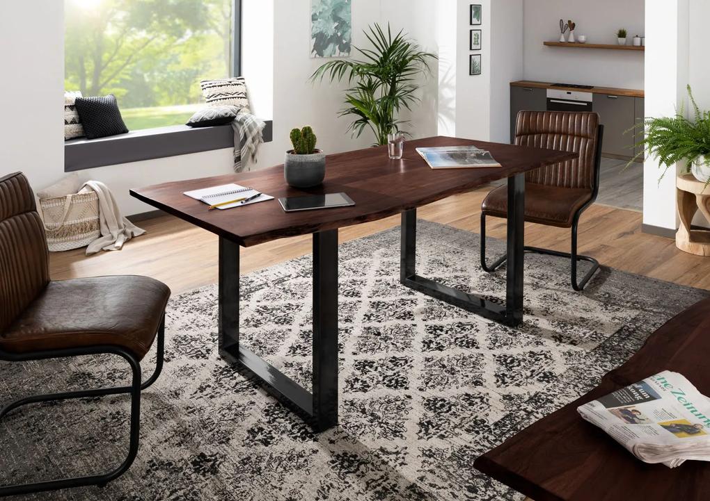 Bighome - METALL Jedálenský stôl s hnedými nohami 160x90, akácia, hnedá