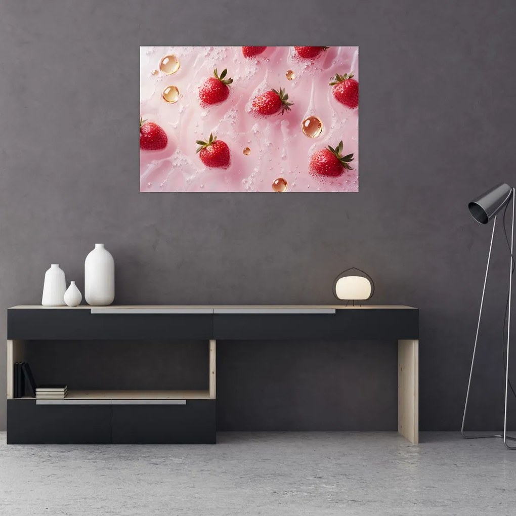 Obraz - Jahody v bublinách (90x60 cm)