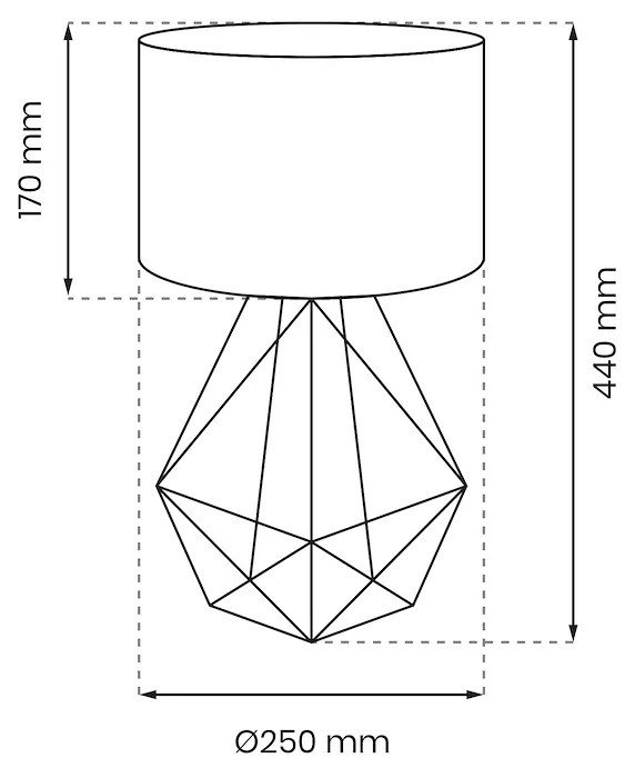Stolná lampa Basket, 1x sivé textilné tienidlo, gre