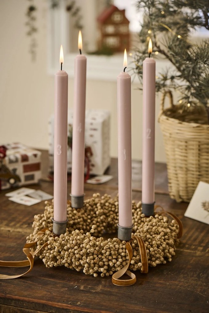 Ib Laursen Adventné sviečky 1-4 Rosa Malva – set 4 ks