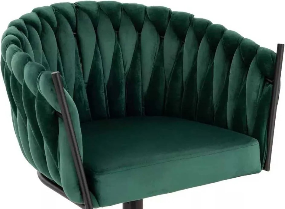 LuxuryForm DESIGN Stolička NORDEN VELUR na čiernom tanieri - zelená