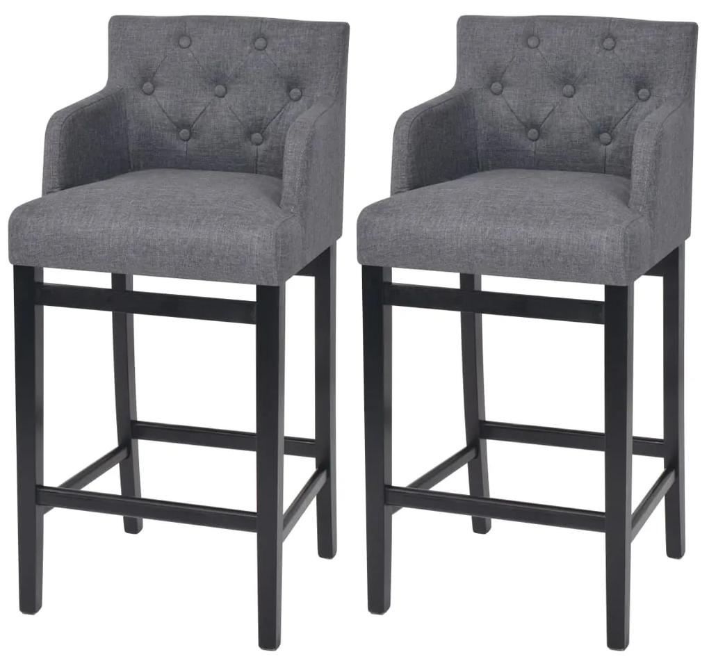 vidaXL Barové stoličky 2 ks, tmavosivé, látka