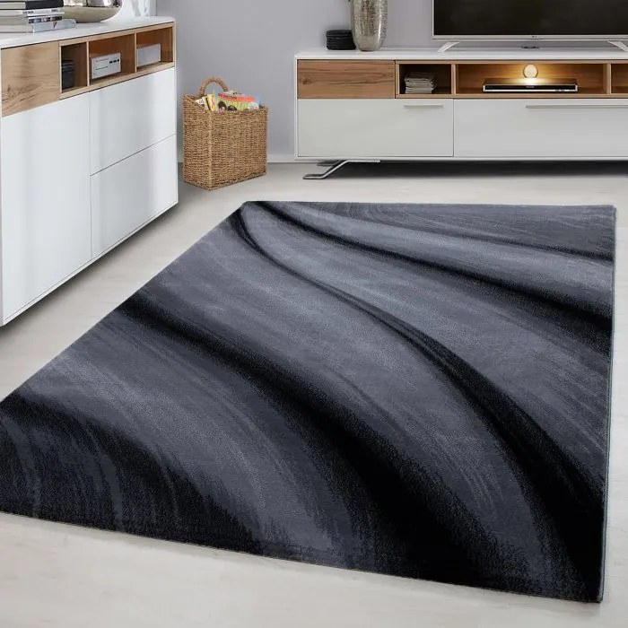 Ayyildiz, Kusový koberec Miami 6630 black, 120x170, šedá, kancelária