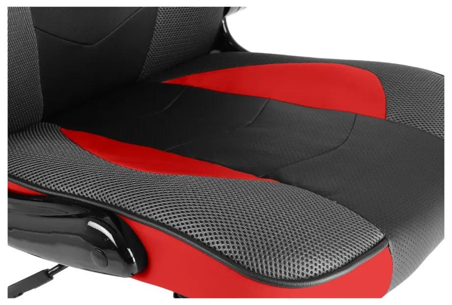 Herná stolička A-RACER Q14 –⁠ látka/PU koža, čierno-červená