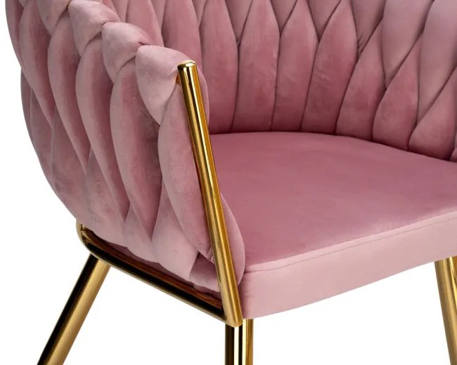 Jedálenská stolička COFTON zamatová, zlatá / ružová