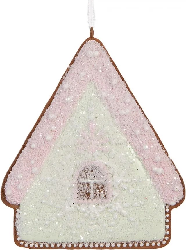 Závesná dekorácia zelená perníková chalúpka Frosted Ginger - 9*1*10 cm