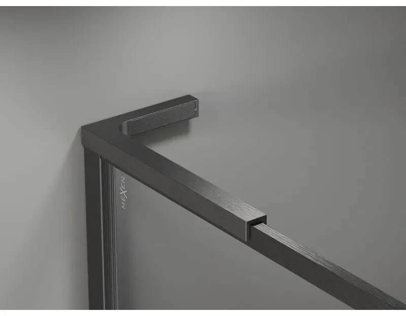 Mexen, Mexen Kioto-XF L sprchová stena s rámom 50x202 cm, priehľadná 10 mm, pištoľovo sivá kartáčovaná - 800-050-174-66-00-XF