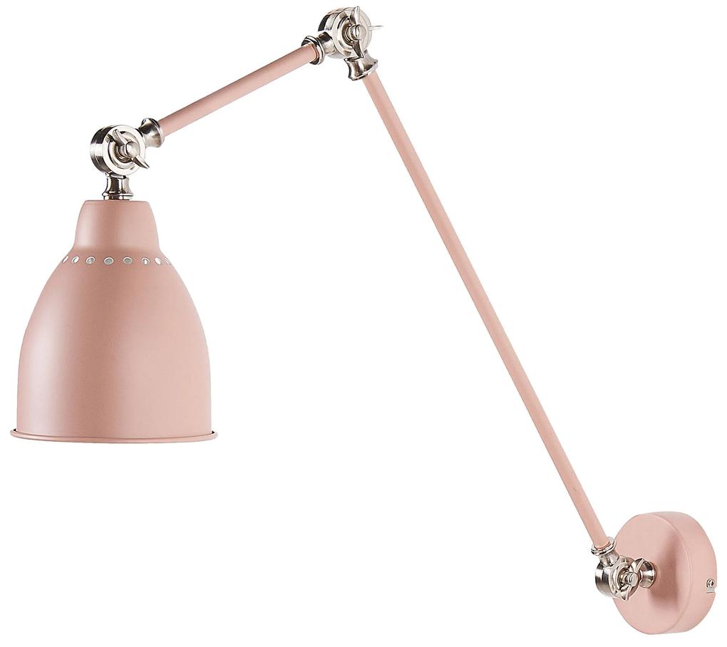 Nástenná kovová lampa pastelová ružová MISSISSIPPI Beliani