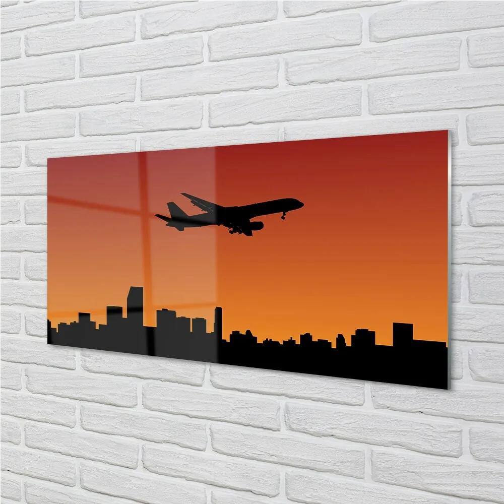Obraz na skle Lietadlo a slnko oblohu 125x50 cm