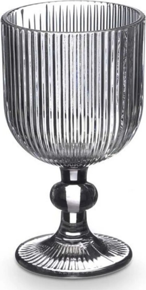 Rebrovaný pohár na víno GROOVE 370 ml sivý