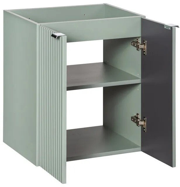 Koupelnová sestava Line Reed Green 120 cm s deskou, umyvadly a skříňkami 120 cm zelená/dub evoke