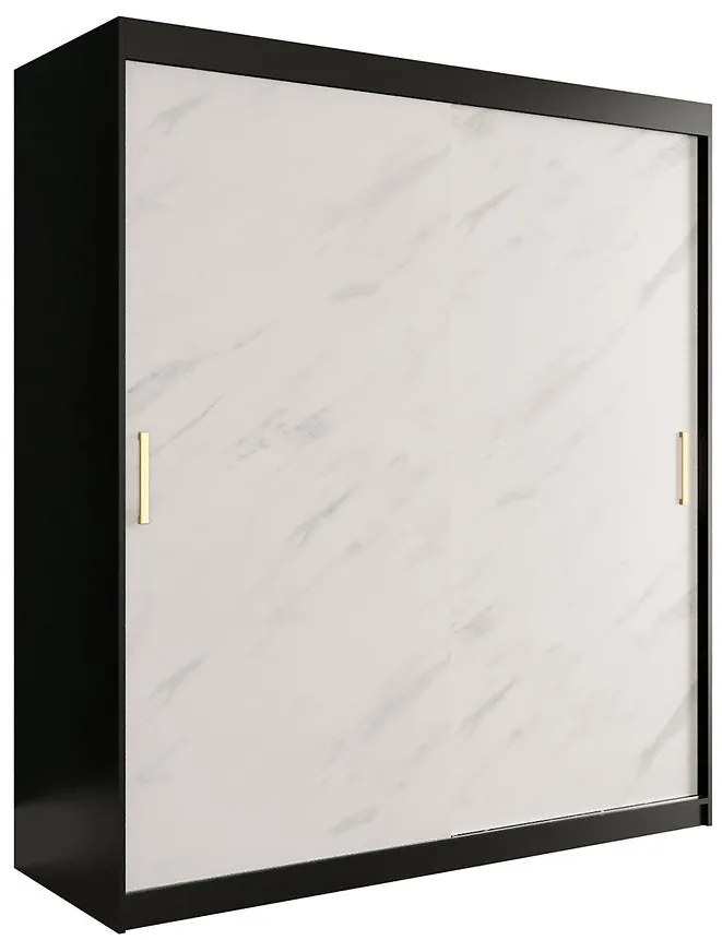 Skriňa Marmur T 180 čierna/mramor biely