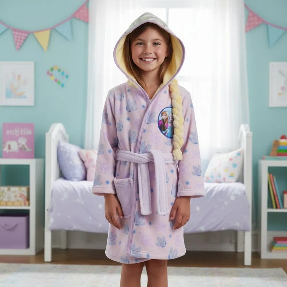 Dievčenský flísový župan s kapucňou Ľadové kráľovstvo – Elsa s vrkočom, 122 / 128