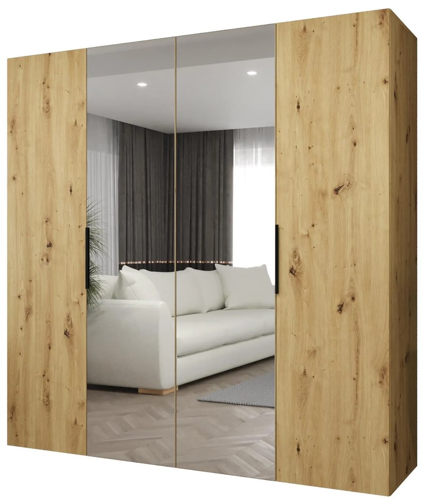 Šatníková skriňa 200 cm Mirabella 2 (dub artisan + čierna). Akcia -19%. Vlastná spoľahlivá doprava až k Vám domov. 1126413