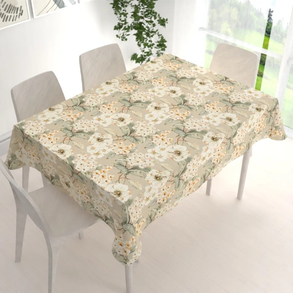 Biante Dekoračný obdĺžnikový obrus PML-106 Maľované kvety na béžovom 100x140 cm