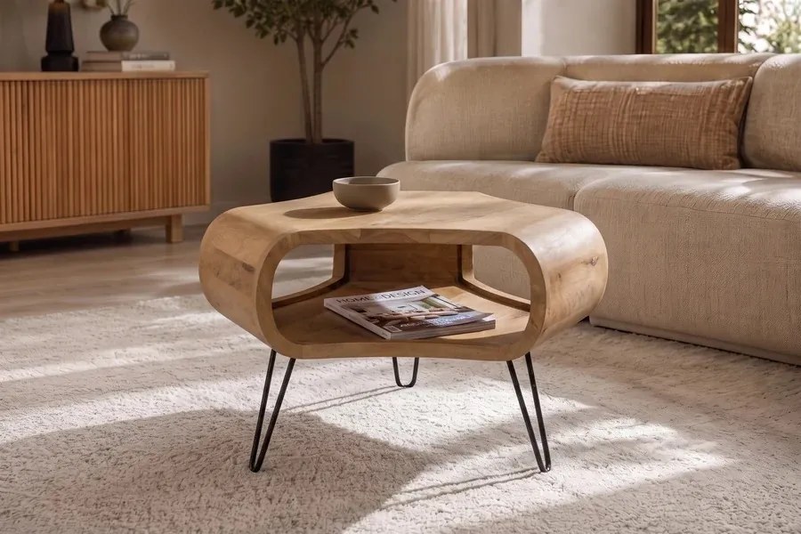 Dizajnový konferenčný stolík Lorelei 72 cm prírodné mango