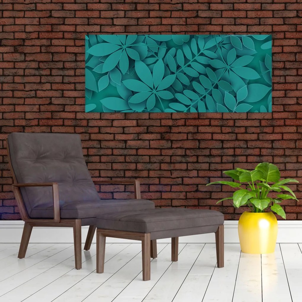 Obraz - Tyrkysové listy (120x50 cm)