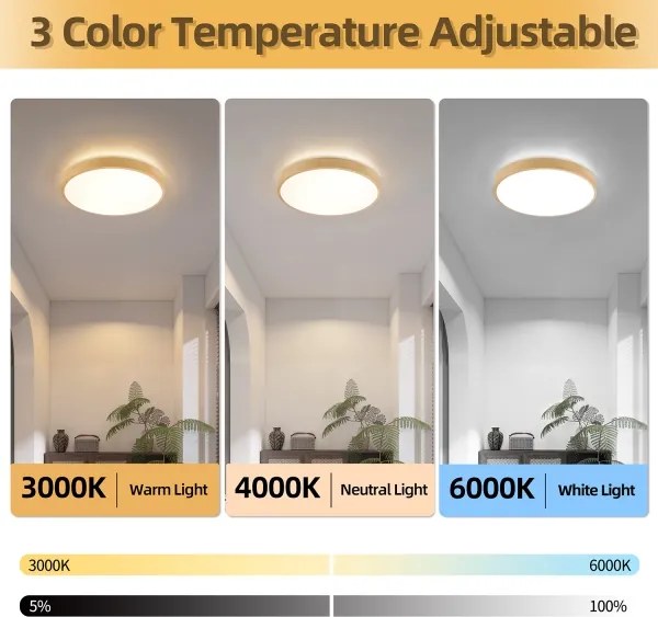Brilagi-LED Stmievateľné svietidlo GLASS POOL DOUBLE LED/48W/230V 40 cm drevený dekor+DO