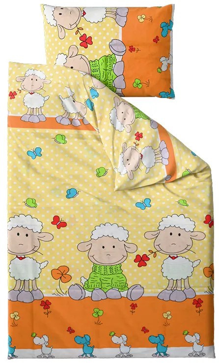 Bavlnené obliečky do postieľky OVEČKY žlté Rozmer obliečky: 45 x 65 cm | 90 x 135 cm