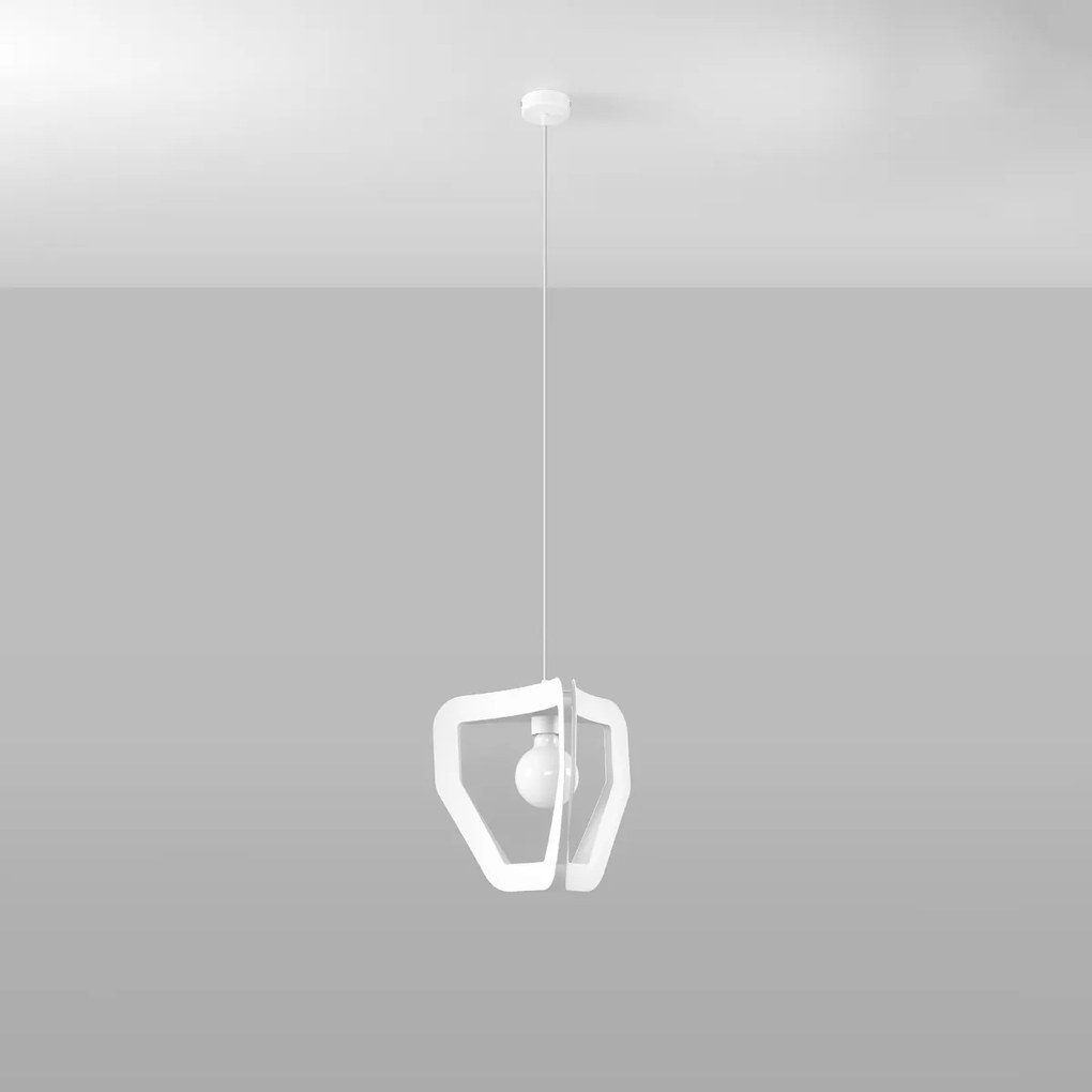 Závesné svietidlo Tres, 1x biele kovové tienidlo