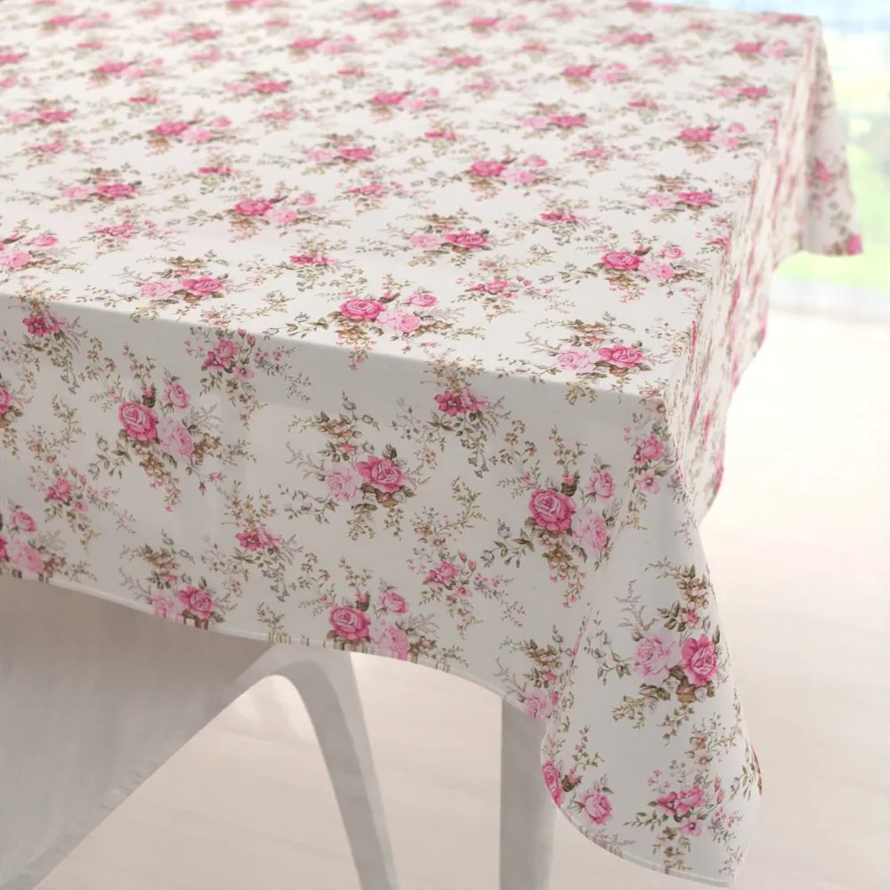 Biante Dekoračný štvorcový obrus PML-107 Ružové ružičky na bielom 80x80 cm