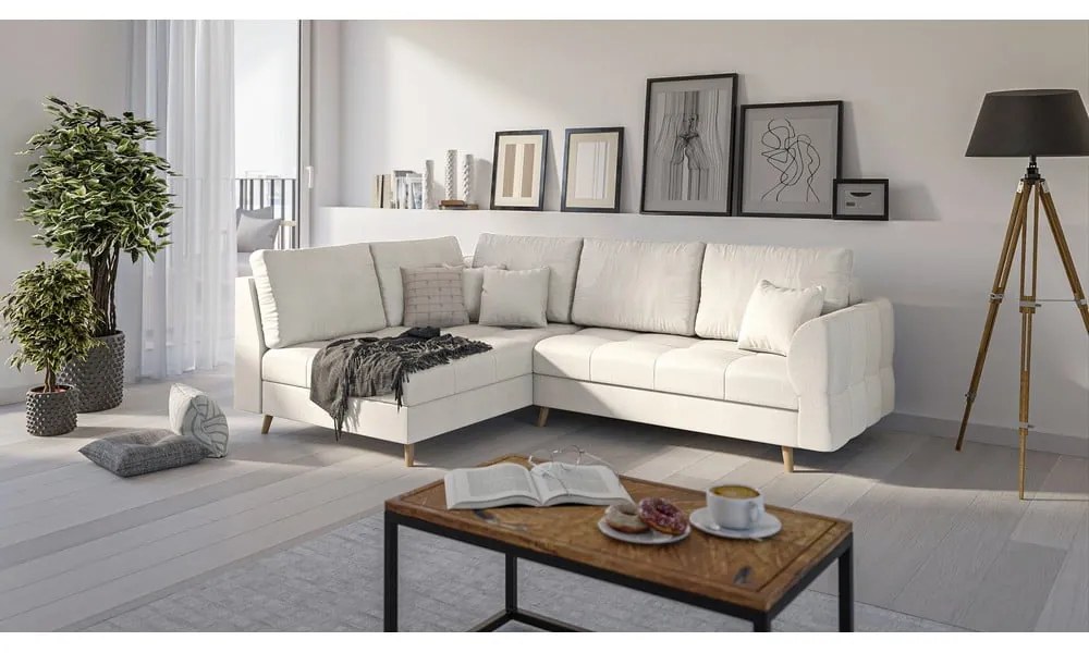 Krémovobiela rohová pohovka (ľavý roh) Ariella – Ropez