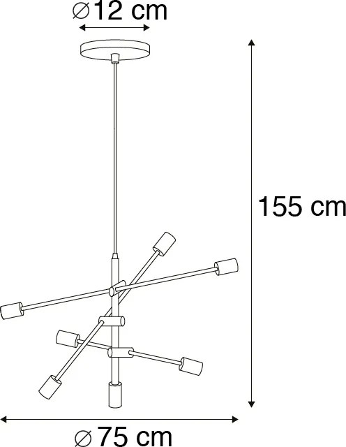 Inteligentné priemyselné závesné svietidlo čierne vrátane 6 WiFi ST64 - Sydney