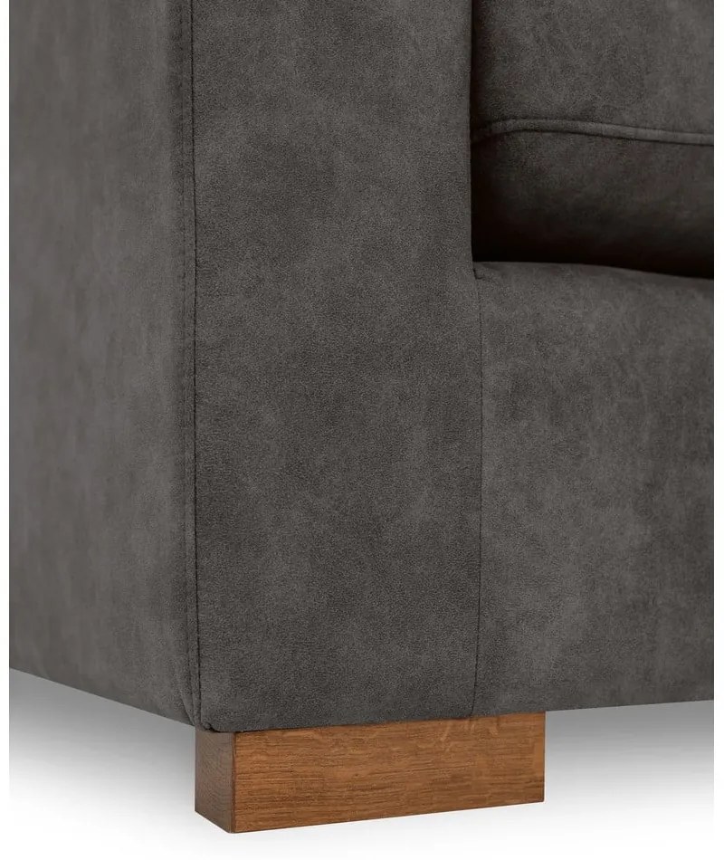 Antracitová rohová pohovka z imitácie kože (pravý roh) Hamburg – Scandic