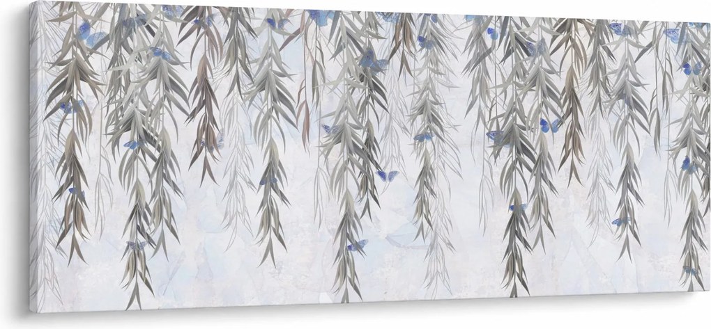 Obraz - Vŕbové vetvičky s motýľmi (120x50 cm)