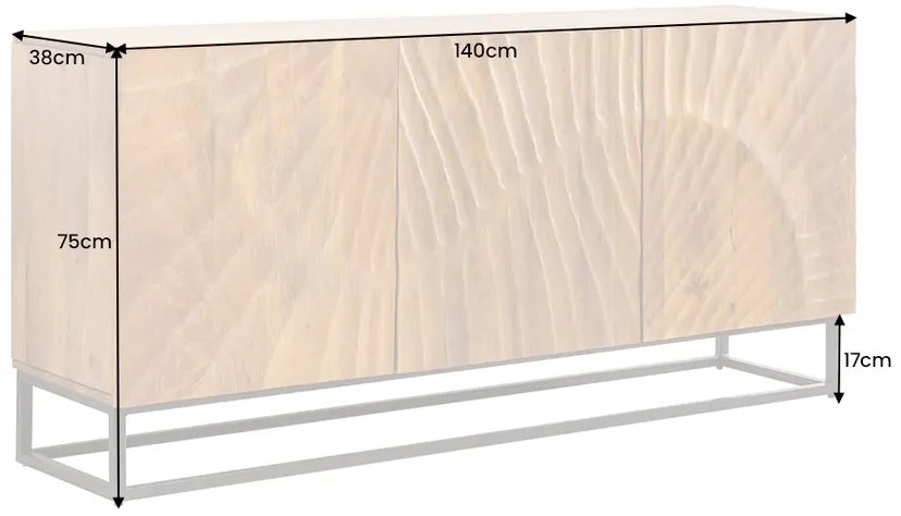 Dizajnová komoda Zorpi 140 cm – masívne mangové drevo / hnedá