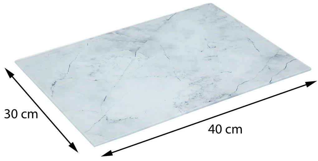 Doska na krájanie Glass Marble, biela, 40x30 cm