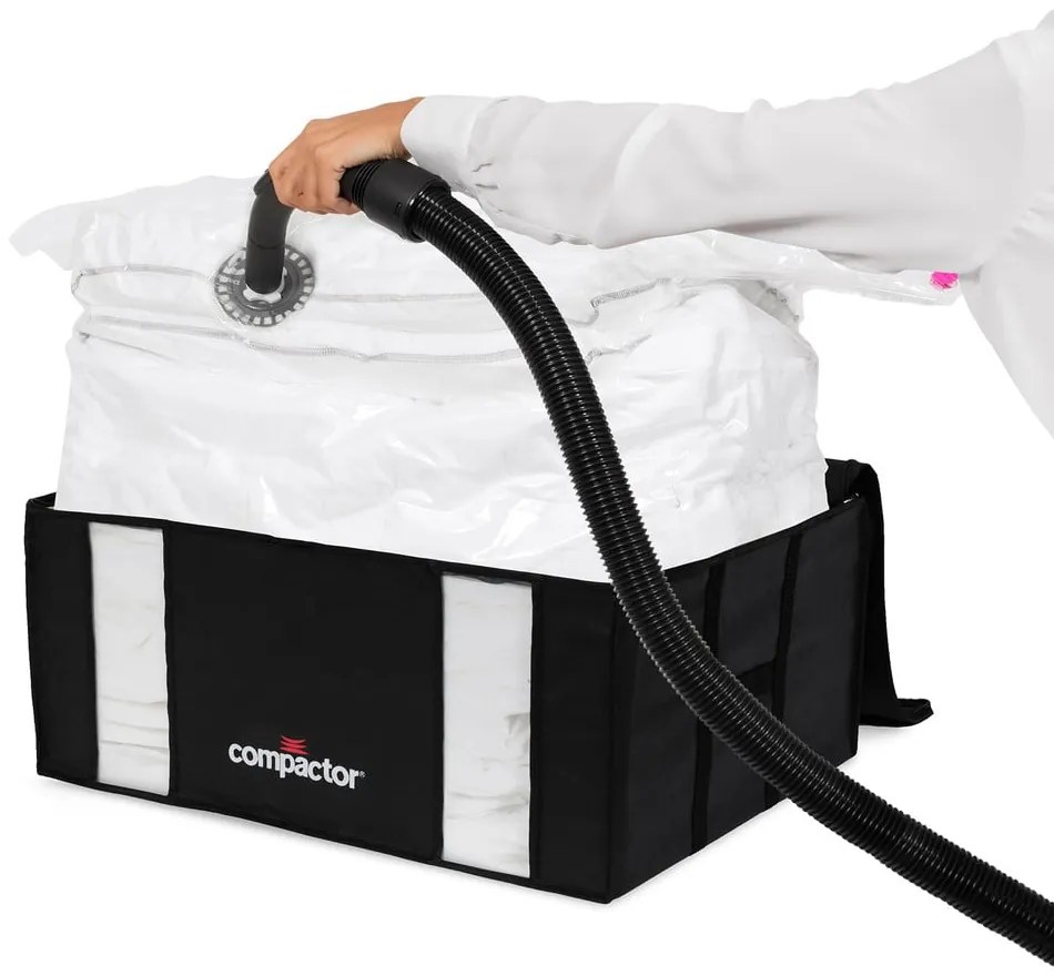 Vákuové vystužené látkové úložné boxy na oblečenie v súprave 2 ks 50x65x27 cm Black Edition – Compactor